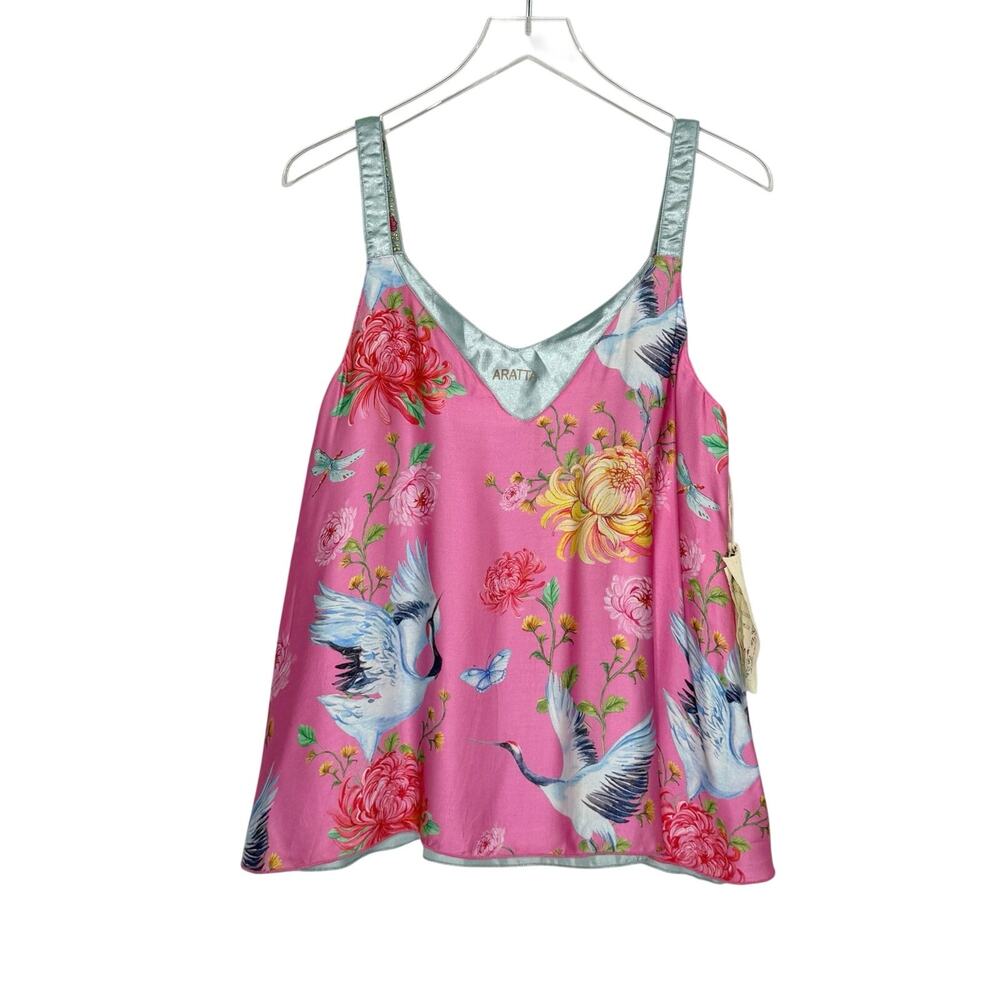 Aratta The Legend of The Floral Crane Reversible Cami Top L NEW Pink Blue